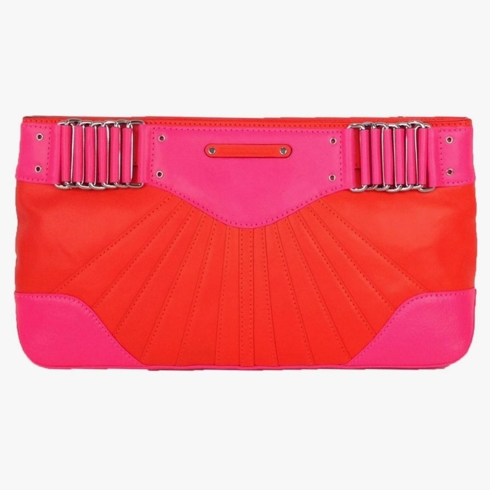 Rebecca Minkoff Park Avenue Two-tone Leather  Clutch 🩷🧡 RARE